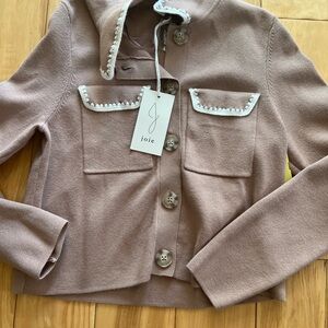 Joie Tan Knit Collar Jacket